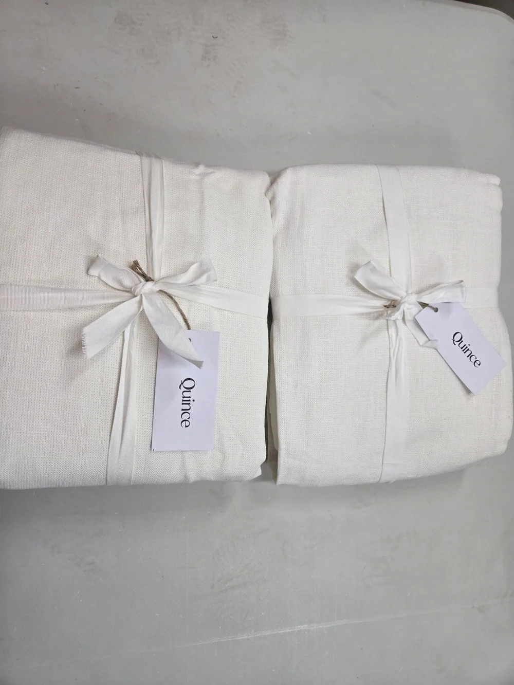 NWT QUINCE Set Of 2 48x96 Heavyweight European Linen Curtains White 0090